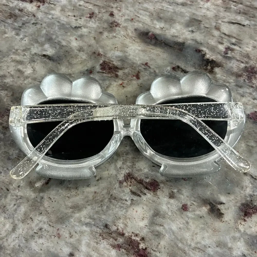 Gymboree Girls Glitter Seashell Sunglasses Silver Beach 6+